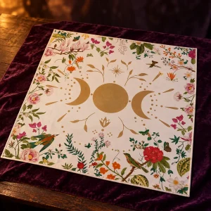 Tapis de Tarot Triple Lune sur Fond Clair