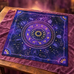 Tapis de Tarot Zodiaque sur Galaxie Violette